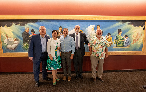 Opening ceremony with VIPs who helped bring the murals to campus.