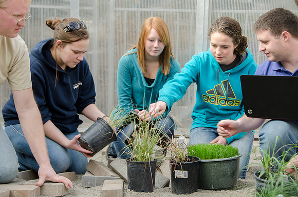 College horticulture class works with high school students to redesign the Clark playground facilities.