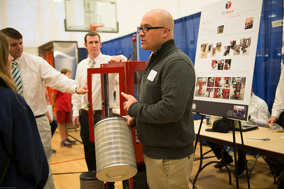 Students present their projects for the Student Research and Creative Works Conference.