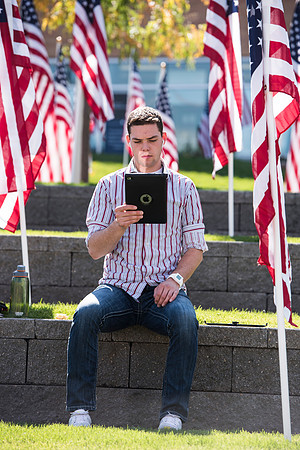 500 flags displayed in the Central Quad on Constitution Day.