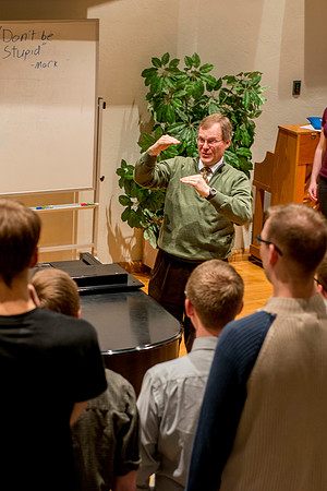Brother Randall Kempton teaches and conducts his Collegiate Singers Choir.