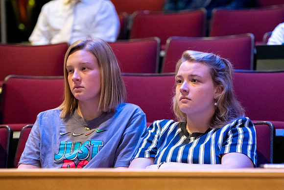 Students during devotional.