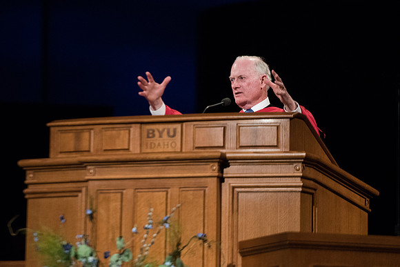 BYU-Idaho Graduation. Kim B. Clark, speaking during Commencement. Spring Semester