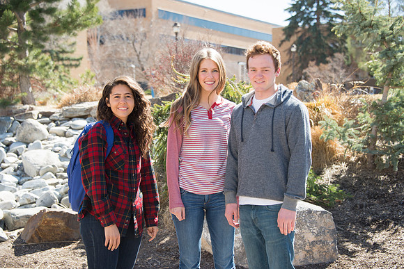 Students Imani Rincon, Haley Beutler and Cody Pexton.