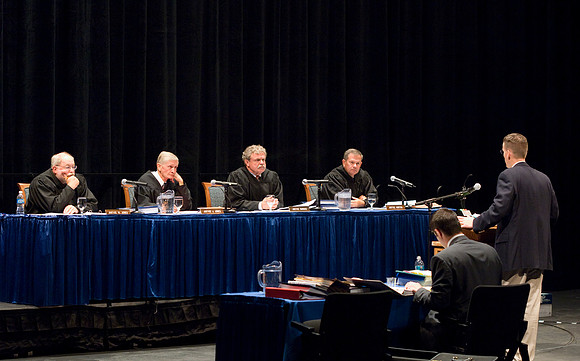 Idaho Supreme Court Justices  hold court here at BYU-Idaho in the Snow Drama Theater.