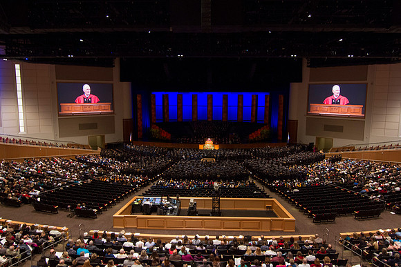 President Kim B. Clark addresses students, faculty and graduates during the 2014 Fall Graduation in the I-Center.