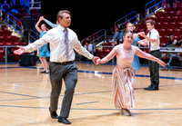 Students perform in a dance competition at the Hart Auditorium.