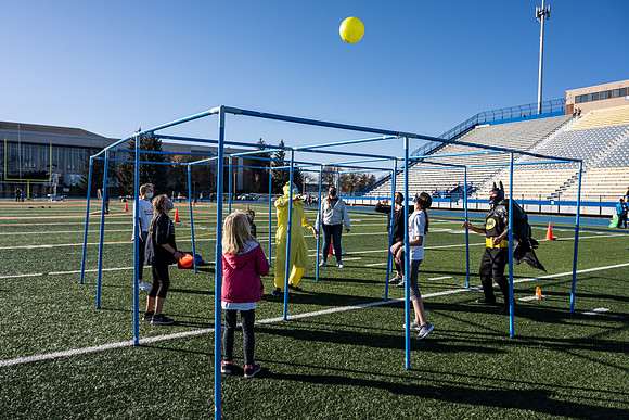 BYU-Idaho employees and their families enjoy a beautiful fall day at the stadium track.