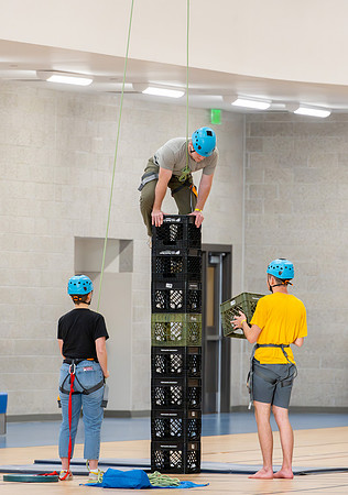 Students participating in Crate Stacking at BYUI I-Night.