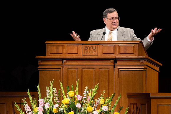 Elder Alan J. Webb speaks at Devotional, held in the Brigham Young University-Idaho Center, about the importance of acting on the invitations of the Lord.