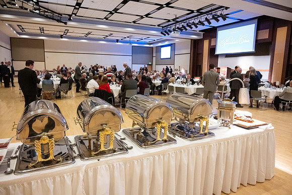 President's Club members enjoy an evening of socializing, musical entertainment and wonderful food in the Manwaring Center Ballroom.