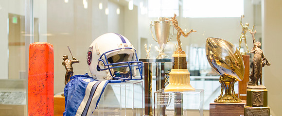 Put in before the end of Fall 2013 Semester, trophy cases are displayed in Legacy Hall to show the Spirit of Ricks.