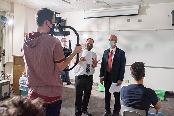 Video production of Vice President, Kelly Burgener, showing what classes will be like during Fall 2020 semester.