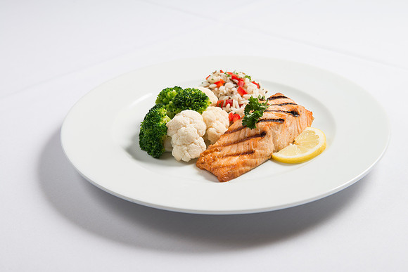 Salmon dinner plate.