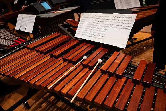 BYUI Percussion rehearsing before a a concert.