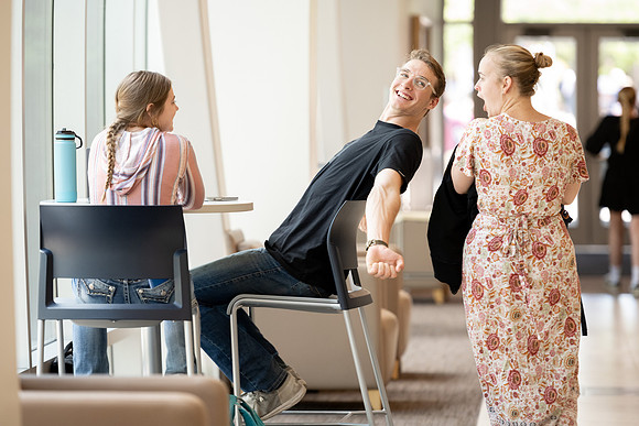 Students talking in the I-Center