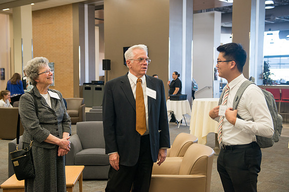 President Henry J Eyring hosts members of the President's Club who gather for a reception and banquet in the BYU-Idaho Marriott Center.