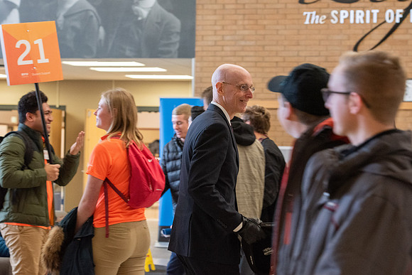 BYU-Idaho Get Connected Activities. President Eyring greeting the new students. Winter Semester