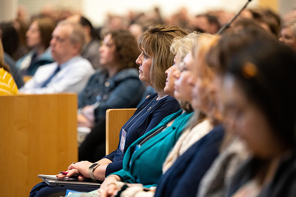 Employees gather in the Taylor Building to be spiritually fed and uplifted during the All Employee Conference.