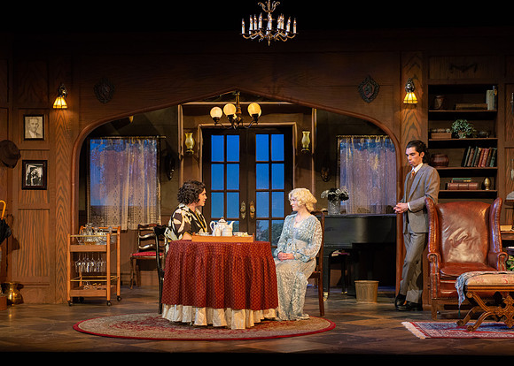 Drama dress rehearsal for the Blithe Spirit play in the Snow theater.
