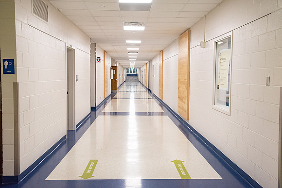 Completed east hallway of the Hart building.