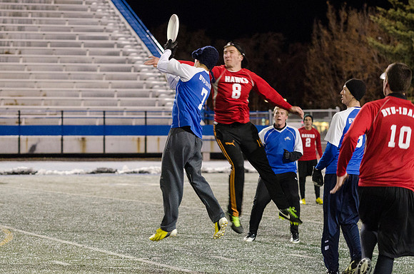 BYU-Idaho students participate in the ultimate frisbee championship game held at the stadium