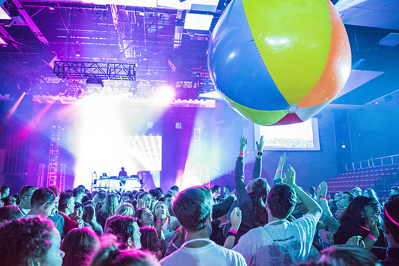 First Friday is a campus event to kick off the new semester with activities, inflatables, food, and dancing. Fall Semester.