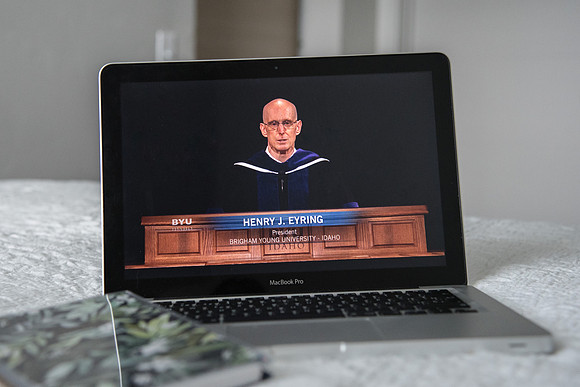 BYU-Idaho Graduation Live Stream of Commencement for Winter Semester graduates due to COVID-19 quarantine. President Henry J. Eyring addresing the graduates