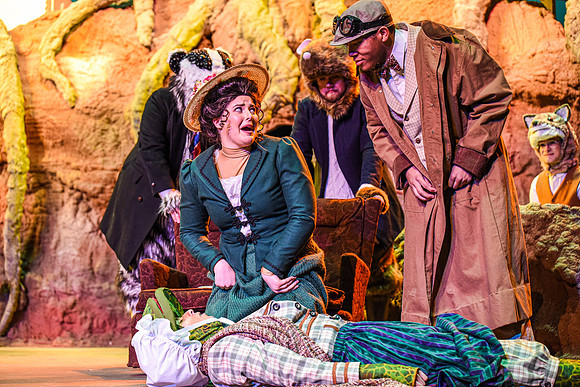 The theatre department's dress rehearsal of the Wind in the Willows in the Snow Drama Theatre.