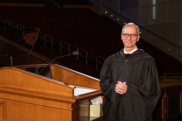 Commencement remarks are prerecorded in the I-Center.
