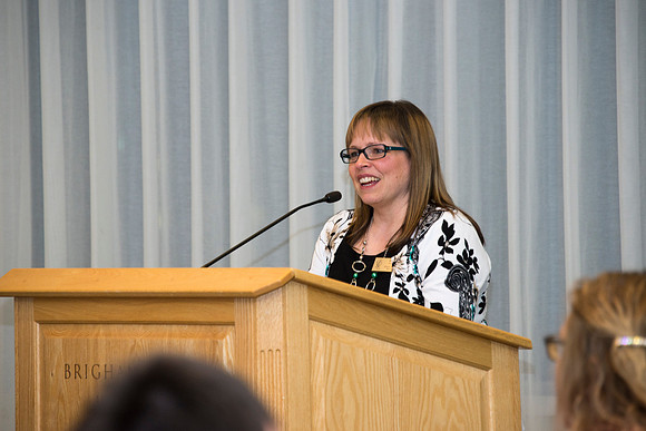 The Eliza R. Snow Society Honors Florence Bowman as she receives the Eliza R. Snow Award.