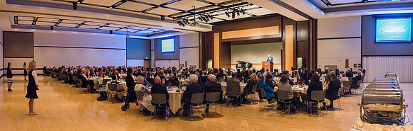 President Henry J Eyring hosts members of the President's Club who gather for a reception and banquet in the BYU-Idaho Marriott Center.