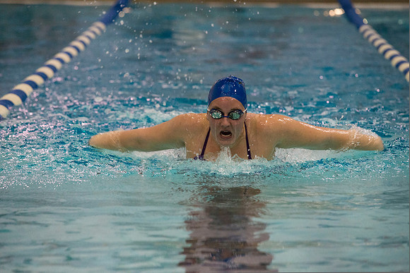 BYU-Idaho swimmers swim in the championship held in the Hart Building