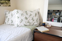 Scriptures on a desk in a clean student bedroom