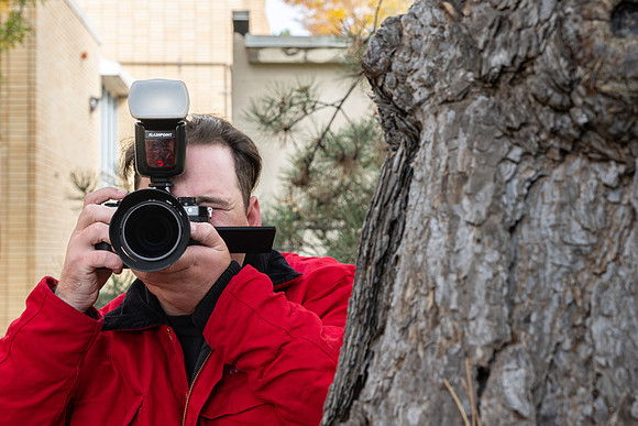 Student photographer, Reilly Cook on assignment.