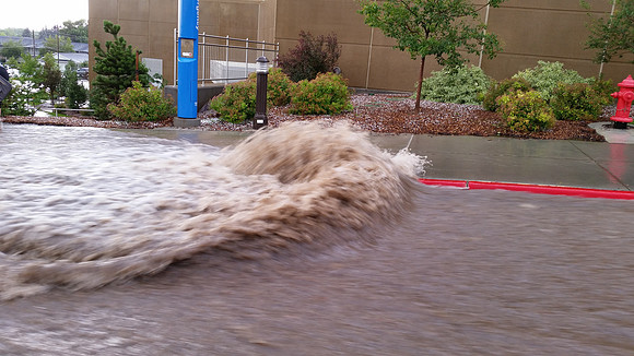 July 15, 2014 Over an inch of rain in less than an hour created a flash flood through Rexburg streets, through a few BYU-Idaho buildings and also flooded several students basement apartments. The even