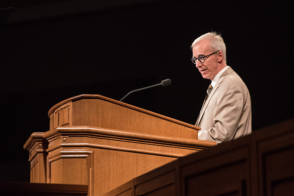 BYU-Idaho Forum, Faith is not Blind by The Hafens. Kelly Bugener welcoming the students. Spring Semester