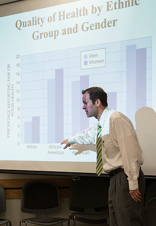 Rob Wright, an adjunct faculty, teaches an advanced Health Psychology class.