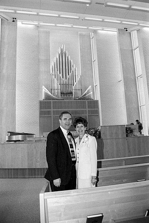 President Steven D. Bennion and Sister Bennion at the dedication service of the Taylor Buildng