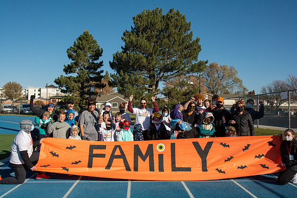 BYU-Idaho employees and their families enjoy a beautiful fall day at the stadium track.