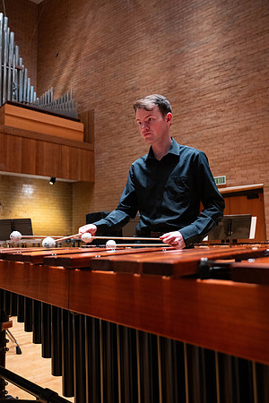 BYUI Percussion rehearsing before a a concert.