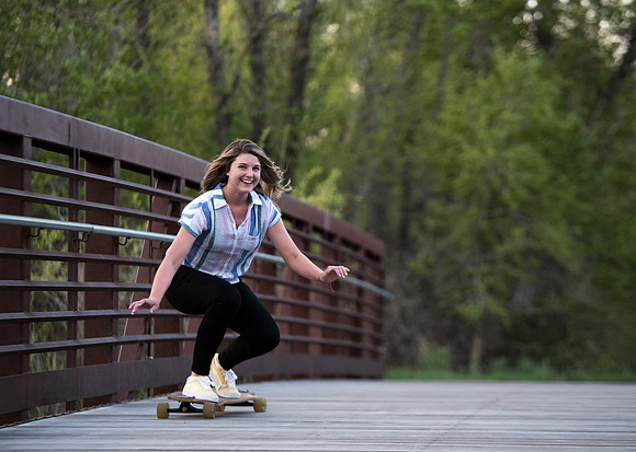 As a student Kenadee enjoys finding time for herself by going out and longboarding. Shots were taken at Riverside Park, Rexburg, Idaho.