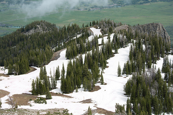 Jackson Hole Ski area. Scouting out Rock Spring Buttress for video shoot. Views from the top of the Ski Resort via the Aerial Tram