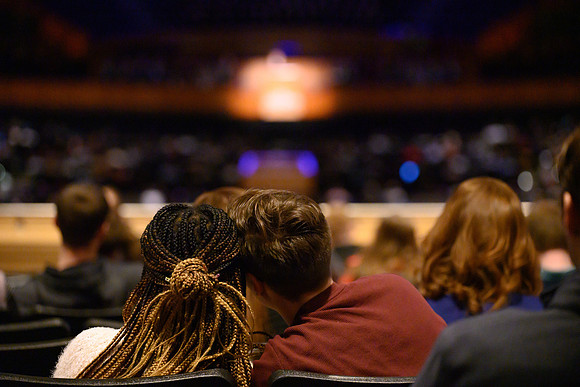 Elder James R Rasband of the Quorum of the Seventy speaks at devotional in the BYU-Idaho Center.