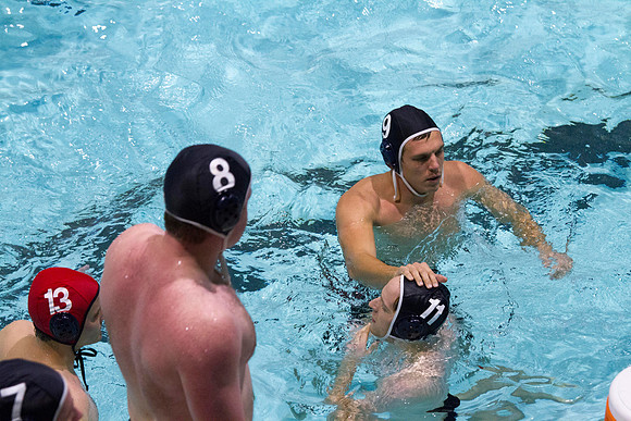 BYU-I students participate in the Competitive Men's Waterpolo league in the Hart Swimming Pool.