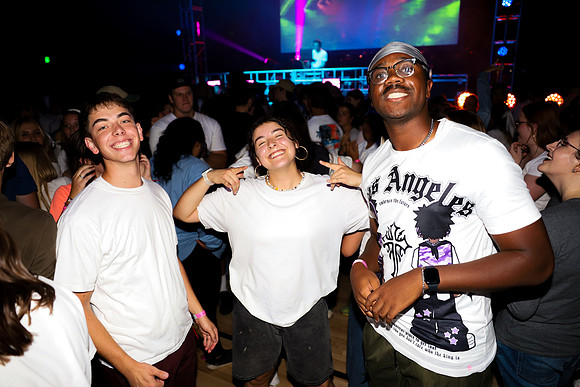Students having fun at First Friday.