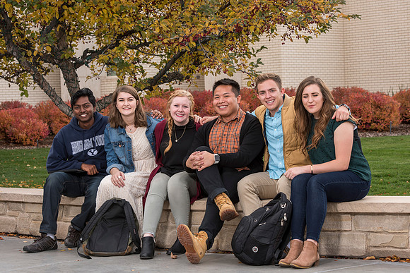 Information Technology students pose on campus for the department webpage.