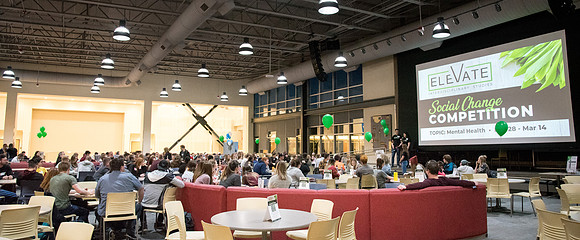 This Social Change Team Competition event is sponsored by the Interdisciplinary Studies council. ELEVATE is a campus wide competition where teams of 5 students (from 3 different colleges) will create