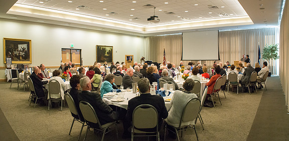 Ricks College Alumni gather together during the Emeritus Breakfast to honor John and Trudy Bidwell.