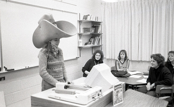 Elementary Education students practice in the classroom. December 1999.